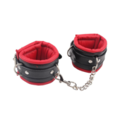Черно-красные кожаные оковы Super Soft Ankle Cuffs - 1