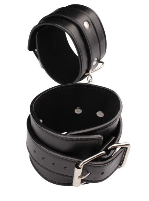 Черные кожаные наручники Classic Hand Cuffs - 0
