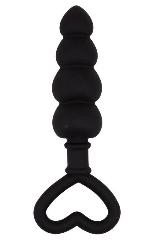 Черный анальный массажер Beaded Luv Probe - 15,6 см. - 0
