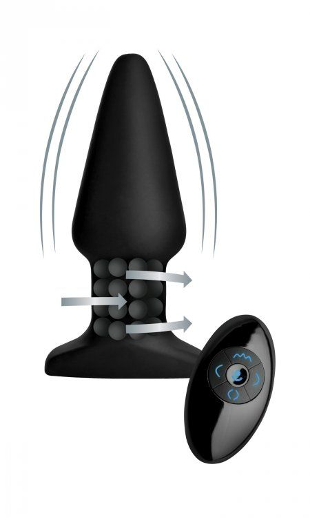 Черная анальная пробка Model R Smooth Rimming Plug with Remote - 14,2 см. - 1