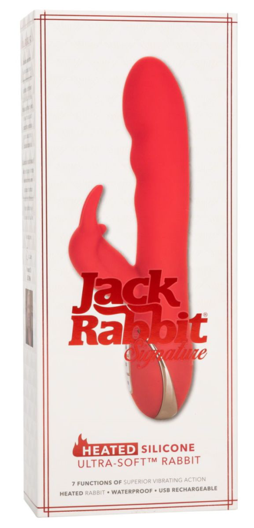 Красный вибромассажер-кролик с функцией нагрева Heated Silicone Ultra-Soft Rabbit - 21,5 см. - 1