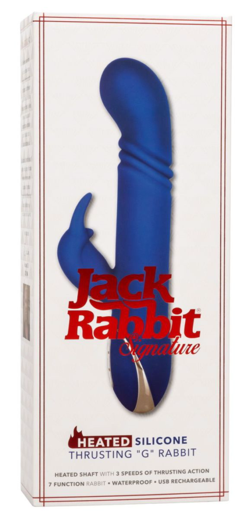Синий вибратор-кролик с нагревом The Heated Silicone Thrusting G Rabbit - 21,5 см. - 1