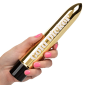 Золотистый классический вибратор Naughty Bits Gold Dicker Personal Vibrator - 19 см. - 2