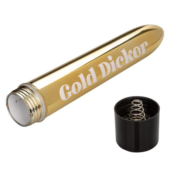 Золотистый классический вибратор Naughty Bits Gold Dicker Personal Vibrator - 19 см. - 5