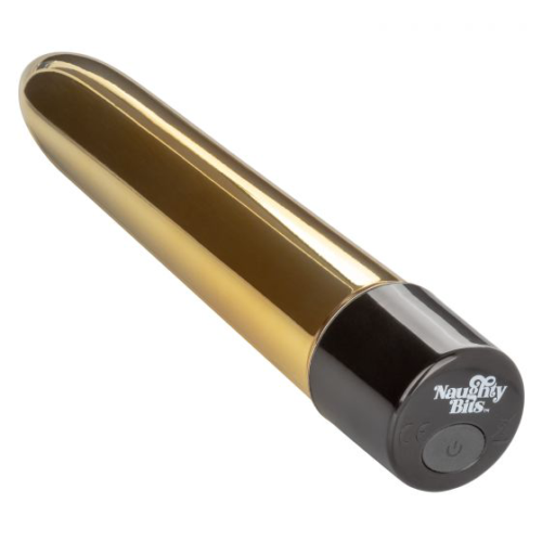 Золотистый классический вибратор Naughty Bits Gold Dicker Personal Vibrator - 19 см. - 4