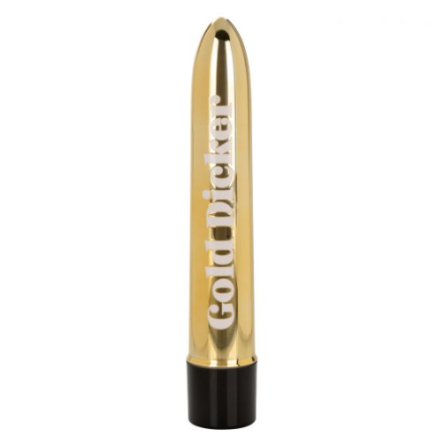 Золотистый классический вибратор Naughty Bits Gold Dicker Personal Vibrator - 19 см. - 0