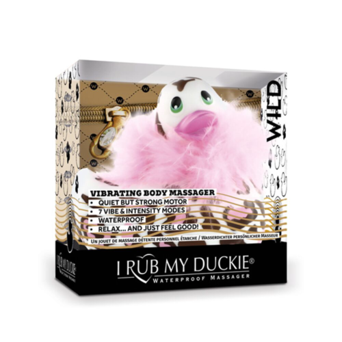 Белый вибратор-уточка I Rub My Duckie 2.0 Wild с леопардовым принтом - 1