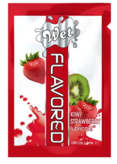 Лубрикант Wet Flavored Kiwi Strawberry с ароматом киви и клубники - 3 мл. - 0