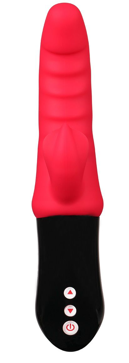 Красный вибростимулятор-кролик Ribbed Punch - 23,7 см. - 1