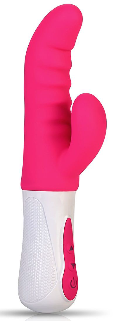 Ярко-розовый стимулятор-кролик Punch G - 23,7 см. - 0