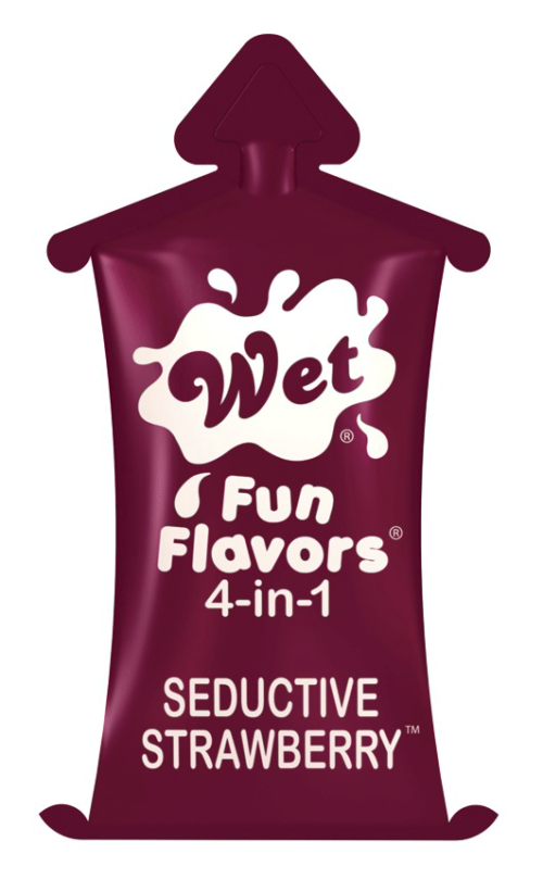 Разогревающий лубрикант Fun Flavors 4-in-1 Seductive Strawberry с ароматом клубники - 10 мл. - 0
