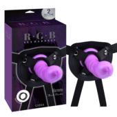 Фиолетовый страпон на черных трусиках Harness and Probe - 16,5 см. - 1