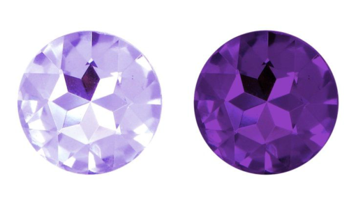 Набор из 2 золотистых анальных пробок с фиолетовыми кристаллами Booty Plug Original Luxury Set - 3