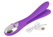 Фиолетовый сдвоенный вибратор Bendable Double Vibrator - 24,3 см. - 7