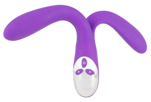 Фиолетовый сдвоенный вибратор Bendable Double Vibrator - 24,3 см. - 6