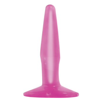 Маленькая розовая анальная пробка Basix Rubber Works Mini Butt Plug - 10,8 см.