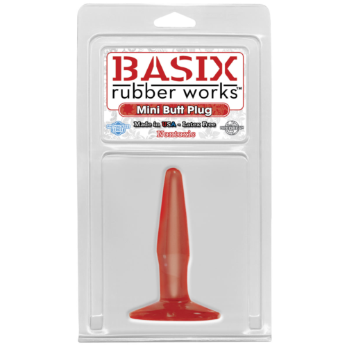 Маленькая красная анальная пробка Basix Rubber Works Mini Butt Plug - 10,8 см. - 1