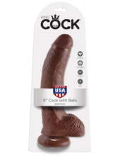 Коричневый фаллоимитатор 9 Cock with Balls - 22,9 см. - 1