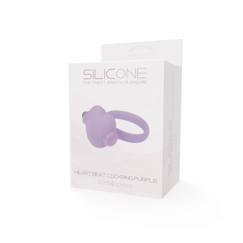 Фиолетовое эрекционное виброкольцо с сердечком HEART BEAT COCKRING SILICONE - 1