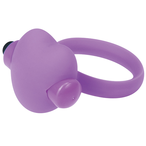 Фиолетовое эрекционное виброкольцо с сердечком HEART BEAT COCKRING SILICONE - 0