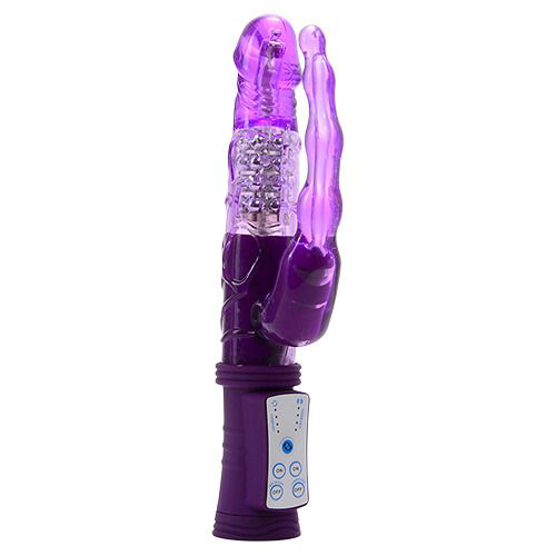 Фиолетовый анально-вагинальный вибратор MAGIC TALES MAGIC SPHERES RABBIT - 21,5 см. - 0