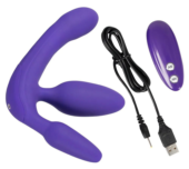Фиолетовый безремневой вибрострапон Vibrating Strapless Strap-On - 1