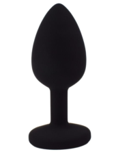 Черная анальная пробка с радужным кристаллом - 7,3 см. - 1