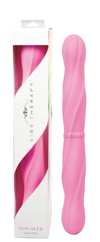 Изысканный двусторонний розовый стимулятор Vibe Therapy Discover - 33 см.
