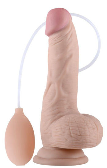 Телесный фаллоимитатор с имитацией эякуляции Soft Ejaculation Cock With Ball 8 - 17,8 см.