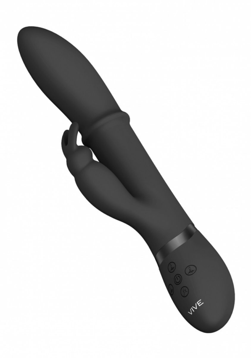 Черный вибратор-кролик Halo со стимулирующим кольцом - 24,5 см. - 2