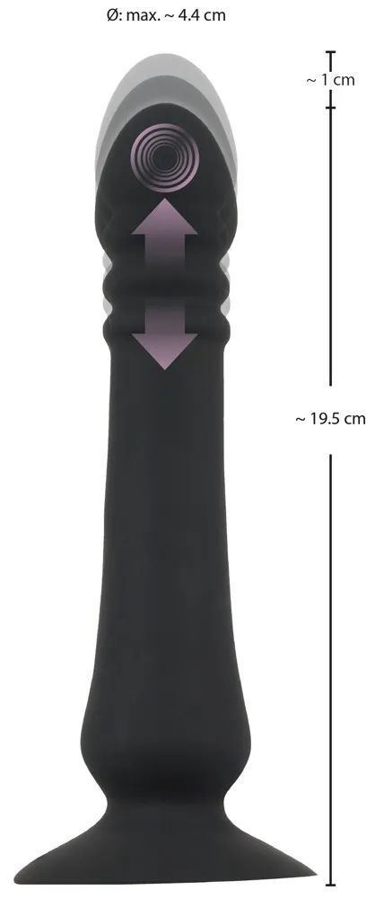 Черный анальный стимулятор с поступательными движениями и пультом ДУ Anal Thruster - 19,5 см. - 8