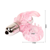 Эрекционное розовое виброкольцо с клиторальным зайчиком - 4