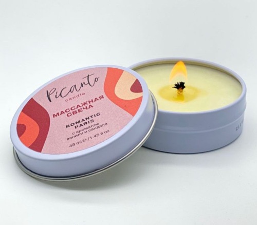 Массажная свеча Picanto Romantic Paris с ароматом ванили и сандала - 0