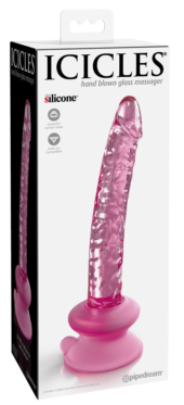 Розовый стеклянный фаллоимитатор Icicles №86 с силиконовой присоской - 17 см. - 1