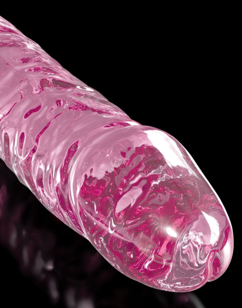 Розовый стеклянный фаллоимитатор Icicles №86 с силиконовой присоской - 17 см. - 2