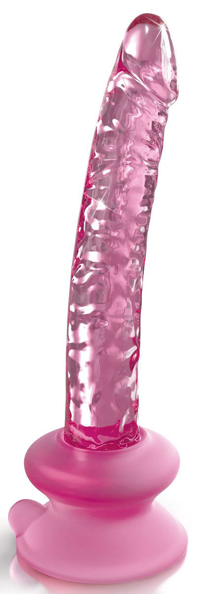 Розовый стеклянный фаллоимитатор Icicles №86 с силиконовой присоской - 17 см. - 0
