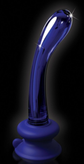 Синий стеклянный стимулятор Icicles №89 с силиконовой присоской - 18 см. - 3