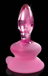 Розовая стеклянная пробка Icicles №90 с силиконовой присоской - 8 см. - 3