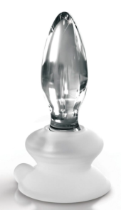 Прозрачная стеклянная пробка Icicles №91 с силиконовой присоской - 10 см. - 0