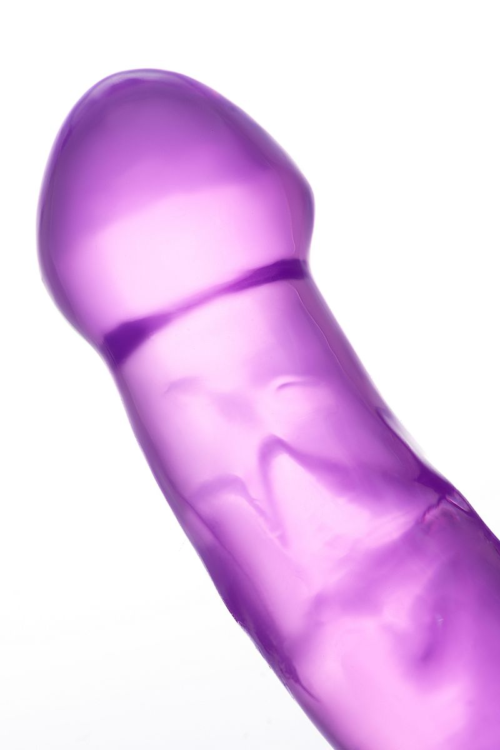 Фиолетовый двухсторонний фаллоимитатор с вибропулей - 35 см. - 12