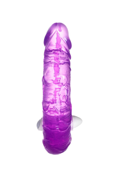 Фиолетовый двухсторонний фаллоимитатор с вибропулей - 35 см. - 2