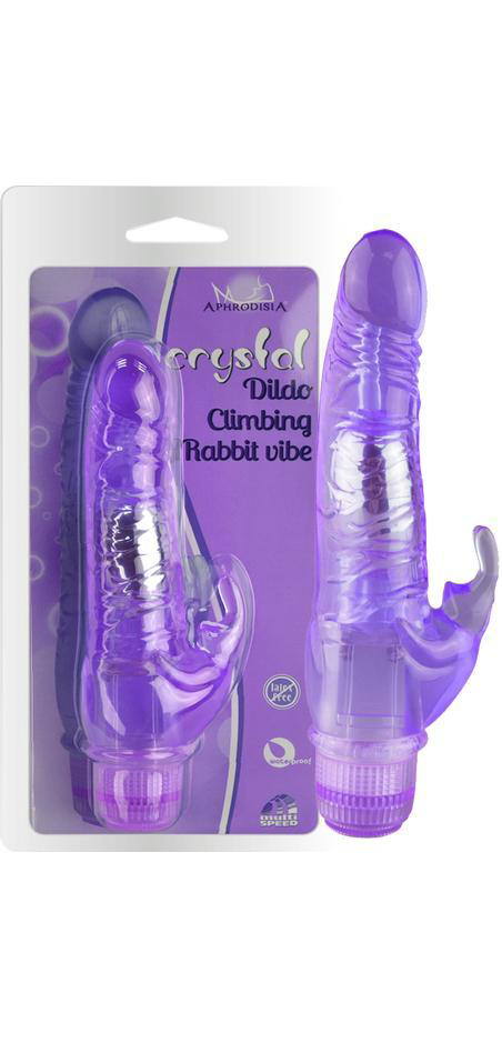 Фиолетовый вибратор Crystal Dildo Climbing Rabbit Vibe - 22 см. - 1