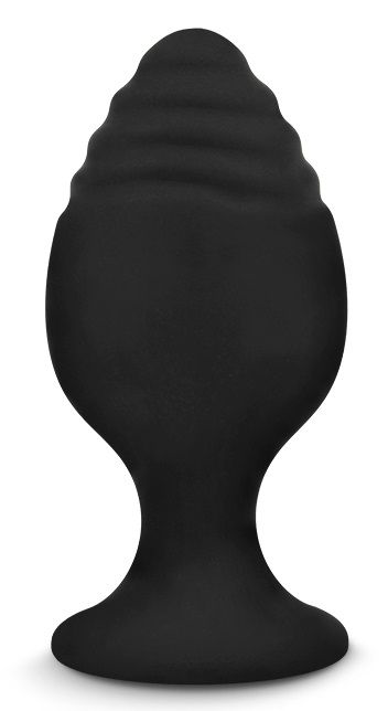 Черная силиконовая рельефная анальная пробка - 8,5 см. - 0