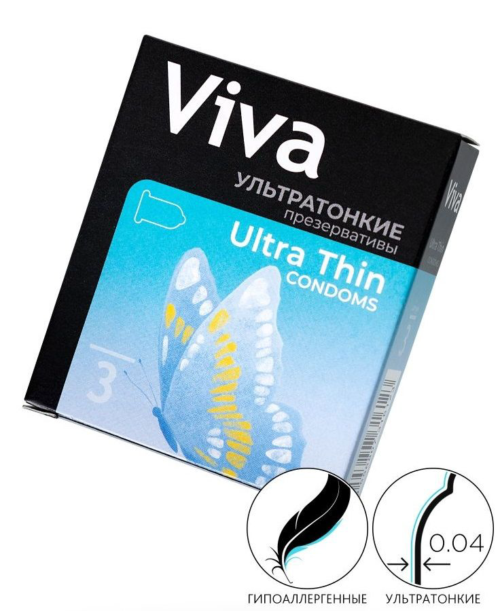 Ультратонкие презервативы VIVA Ultra Thin - 3 шт. - 0