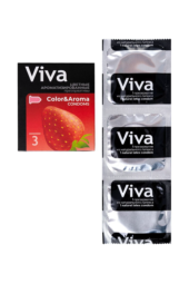Цветные презервативы VIVA Color Aroma с ароматом клубники - 3 шт. - 6