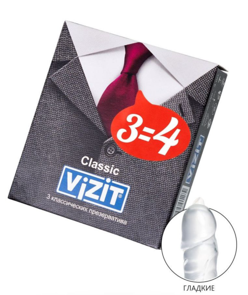 Классические презервативы VIZIT Classic - 3 шт. - 0