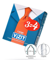 Презервативы VIZIT Large увеличенного размера - 3 шт. - 0