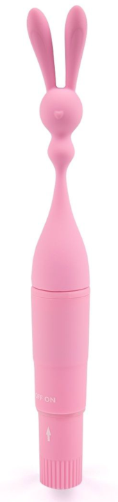 Розовый клиторальный вибростимулятор с длинными ушками - 20 см. - 0