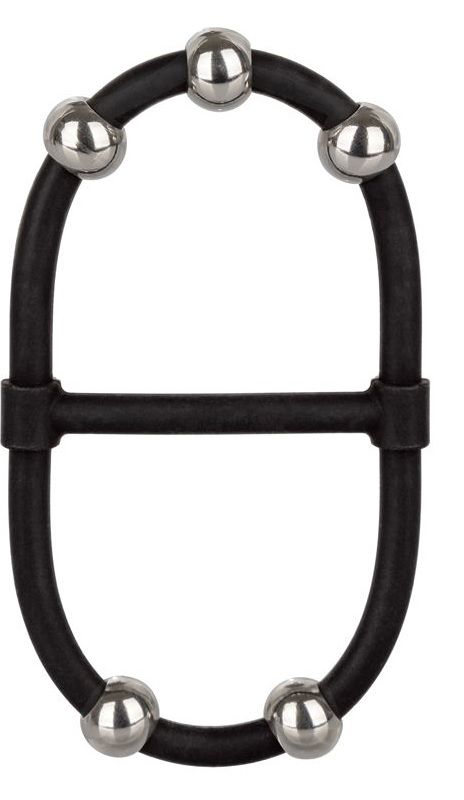 Черное эрекционное кольцо с бусинами Steel Beaded Dual Silicone Maximizer - 0
