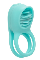 Голубое эрекционное виброкольцо Silicone Rechargeable French Kiss Enhancer - 0